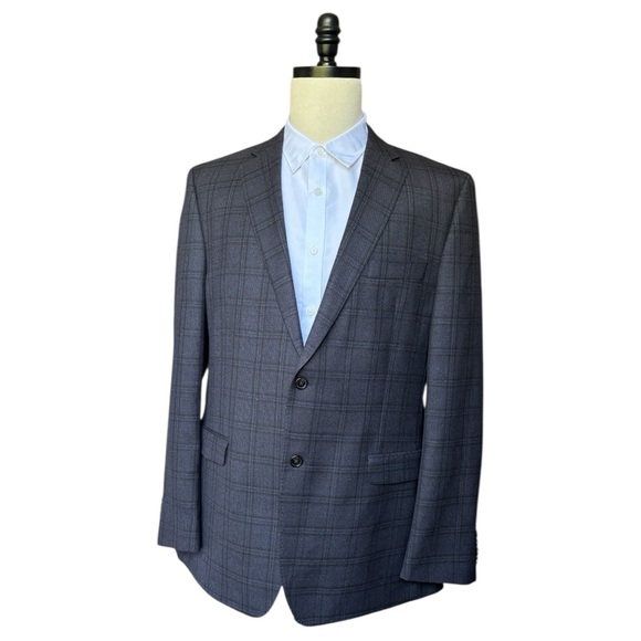 Lauren Ralph Lauren Slim Fit multi color neutral wool check plaid blazer44L